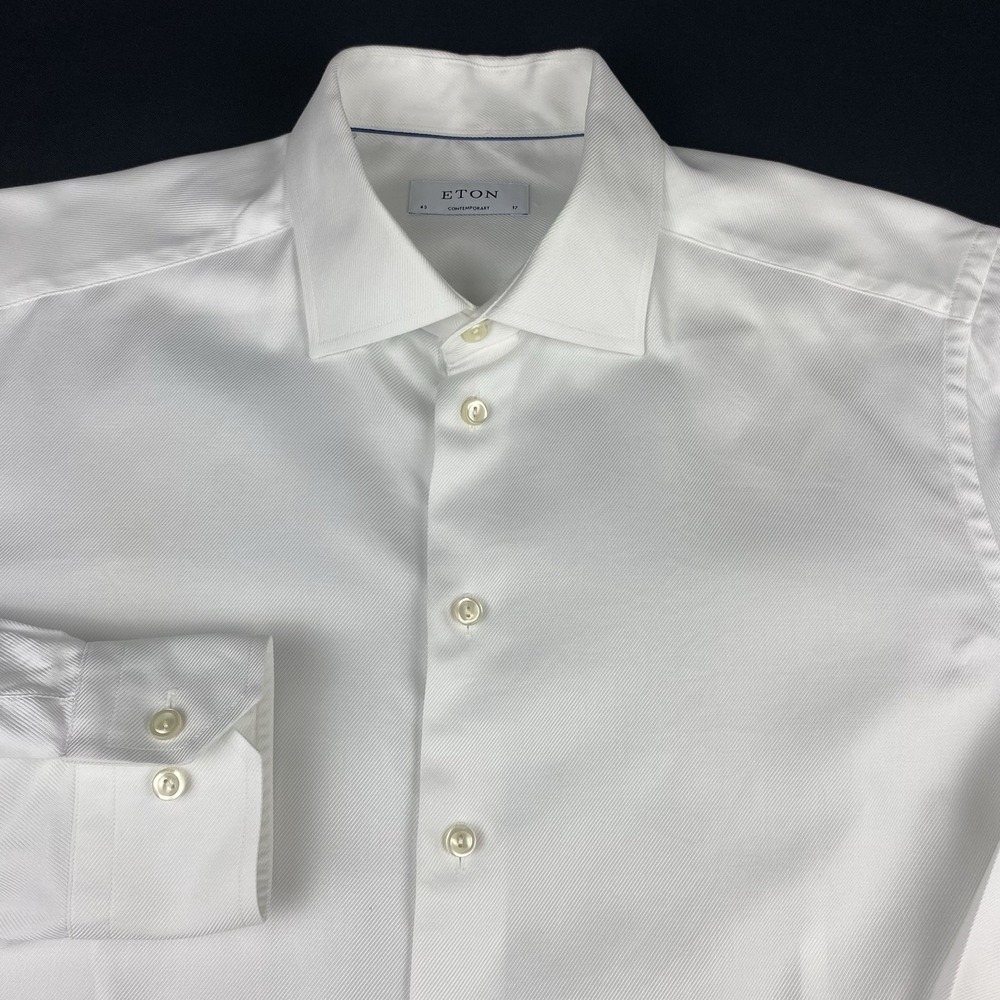 ETON Dress Shirt Mens 17 (43) White Contemporary Fit